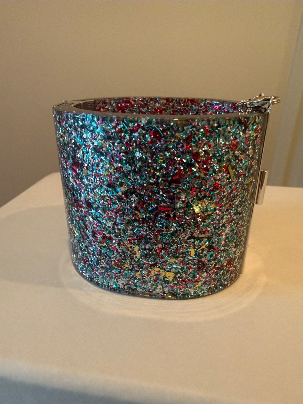 CELINE Paris Confetti Glitter Resin Hinged Cuff Bracelet - RARE